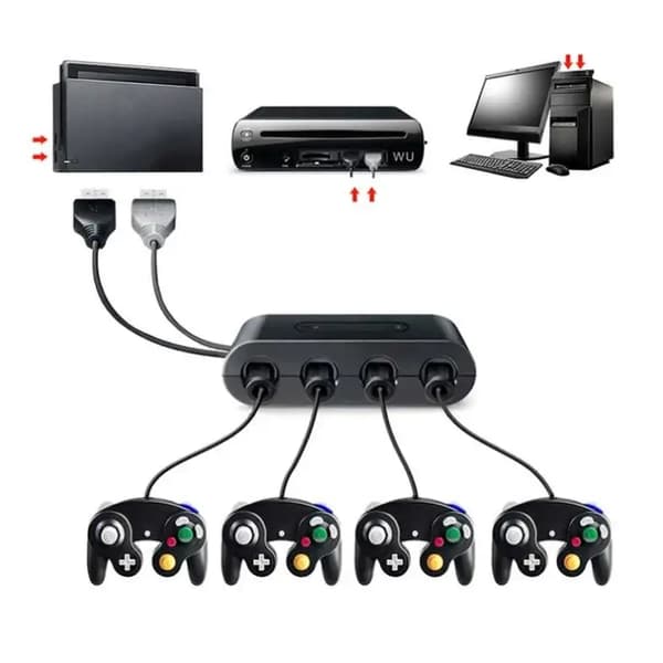 GameCube Kontroller Adapter til USB Kompatibel med Switch / PC / Wii U