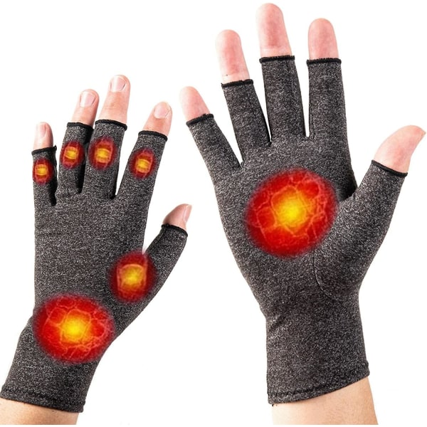 Artrithandskar, kompressionsartrithandskar för smärtlindring Reumatoid artros och fingerlösa handskar för karpaltunnel (2 par) L