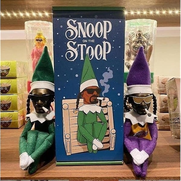 Stoop Santa Claus Dock - Svart Handgjord Hip Hop Plyschleksak (11,8 tum) - Set om 2 2pcs