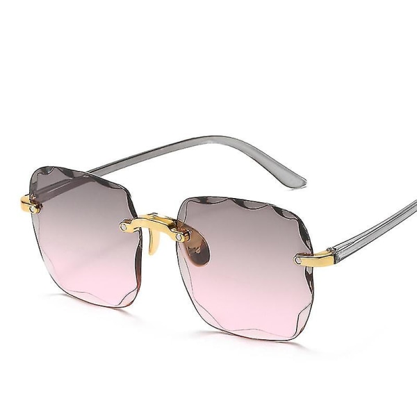 Fyrkantiga båglösa solglasögon Dam Lyx Märke Designer Sommar Röda Glasögon Mode Solglasögon För män Uv400 Shades Oculos
