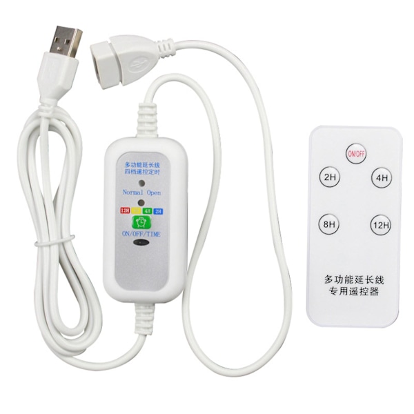 5V 1,5m Fjärrkontrollbrytare 2-12 Timmar Timer Strömkabel För USB Fläkt L