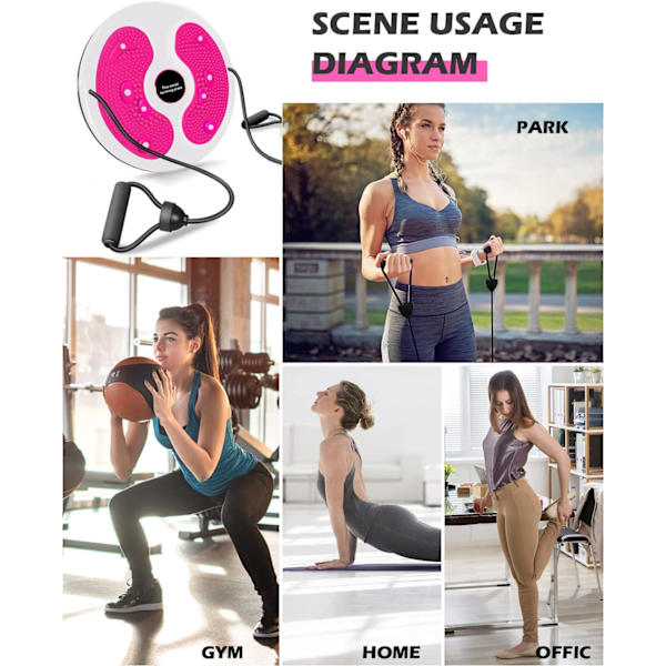 Midjetvridningsskiva, Midjeslankning Balanserande Rotationskiva Multifunktionell Vridbräda Träning med Massage för Fotsulor - Hemma Gym Utrustning Pink