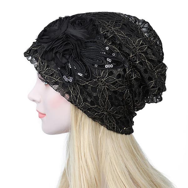 Dam Spetsblomma Mössa Hatt Bonnet Chemo Hatt Sovmössa Dam