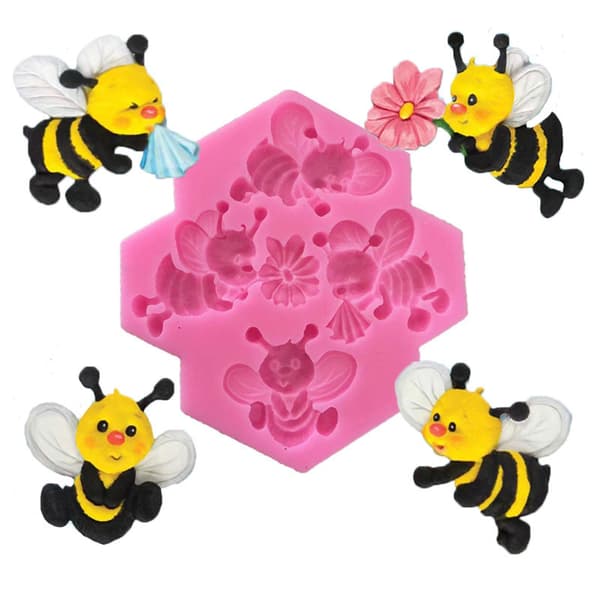 4 Celler Bi-formede Silikone Fondantforme Bageforme Ler Mou