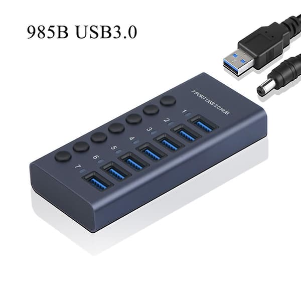 Usb 3.0 Hub Dockingstasjon 7 Porter 5gbps Dataoverføring Individuell