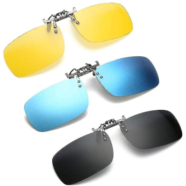 3-pack, Clip On Flip Up polariserad lins för UV-skydd Solglasögon Y
