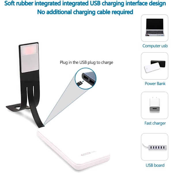 Leselys med farger for lesing av bøker i sengen med klips for øyebeskyttelse LED-lys for lesere Nattlykt.