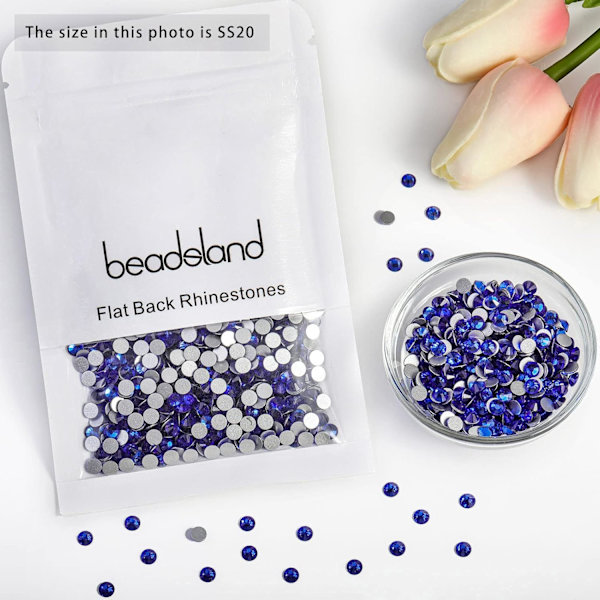 Flad krystal diamant rund ædelsten, safir (4,6-4,8 mm) SS20/1440 stykker Blue