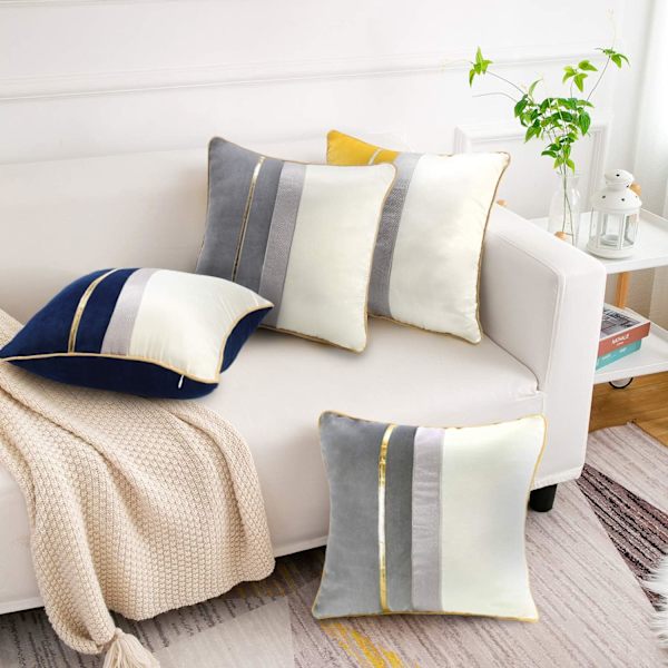 Harmaa samettinen tyynynpäällinen 45x45cm koristetyynyliina sohvalle olohuoneeseen, 2 kpl Gris 45cm*45cm