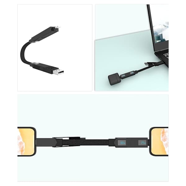 4-i-1 PD65W Datakabel Multi USB Laddningskabel: Kort EDC-kabel för Lightning, Typ C och A Röd Red