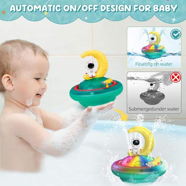 Spray Vannleke Spin Baby Lysende Badeleke, Automatisk Sensor Spray Dusjleke med LED, Badekar Basseng Badeleke Gave til Gutter Jenter MOON MOON
