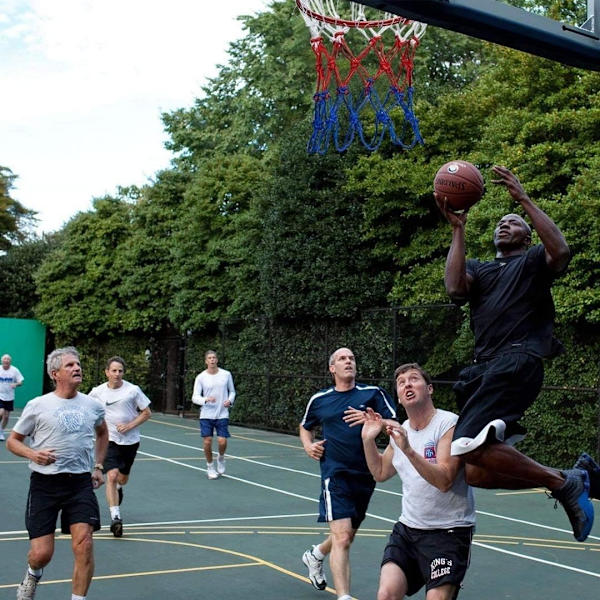 Kraftig basketballnett (2-pakning) - Blandet fargerikt nett som erstatning - Standard knutedesign for lekeplass.