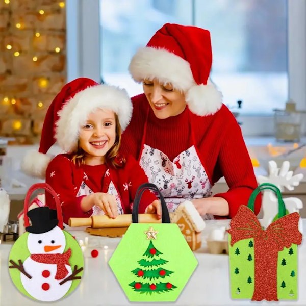 Julepose i filt Juleaftens Æblepose Julepynt Tegneserie Elg Slikpose Christmas tree
