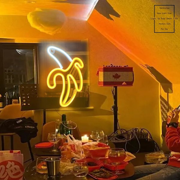 bananform neonskilt lamper hengende dekorative neonlamper USB eller batteridrevet for hjem soverom bar restaurant jul bursdagsfest gave