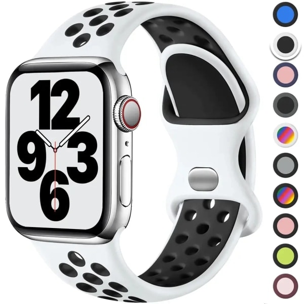 Apple Watch Rem 49mm 44mm 45mm 42mm 41mm 38mm 40mm correa Silikon sportsarmbånd iwatch 8 SE 7 6 5 Ultra 49mm Rød Svart 42 44 45 49mm Red Black 42 44 45 49mm