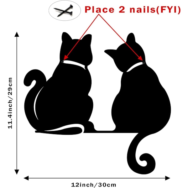 Metallväggkonstdekor, minimalistisk katt leker med fjäril rolig metallväggkonst, moderna abstrakta linjeritningar husdjursskulpturer för vardagsrum. Two cat