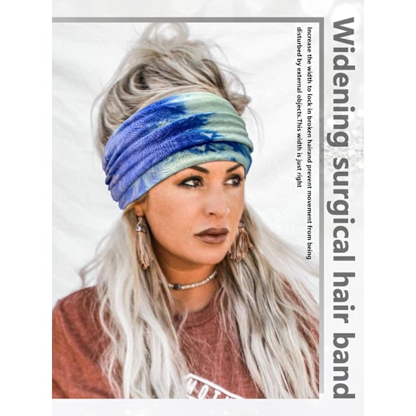 Huvudband för kvinnor, set med 4, 7 tum elastiska hårband, sportband för kvinnor, yoga, turban, överdimensionerat pannband, bohemiska håraccessoarer romantic
