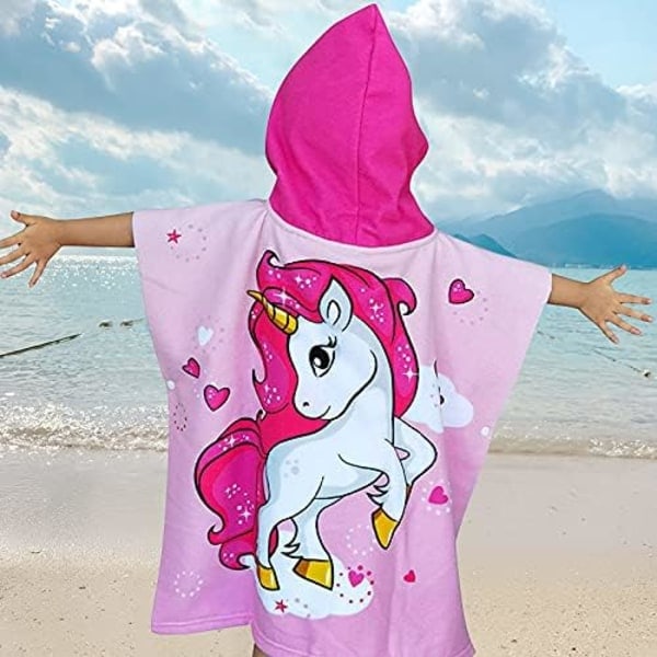 Barnhoodie, strandhandduk, surfhandduk med cape, lämplig för barn i åldern 2 till 8 år (Unicorn bästsäljare)