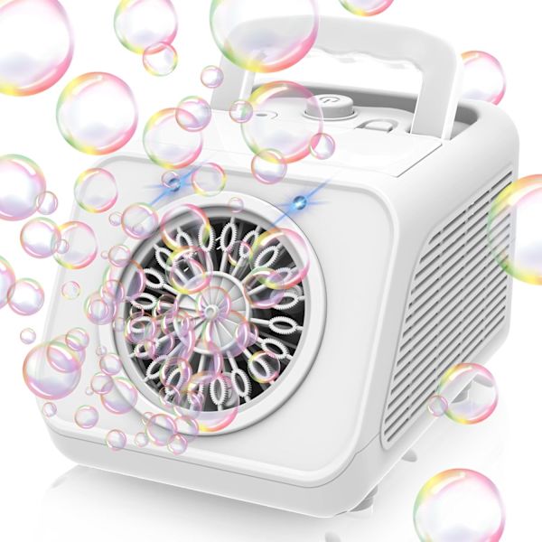 Automatisk bubbelblåsare, 2 hastighetslägen, kan blåsa 15000+ bubblor per minut, lämplig för småbarn pojkar flickor födelsedagspresent bröllopsfest