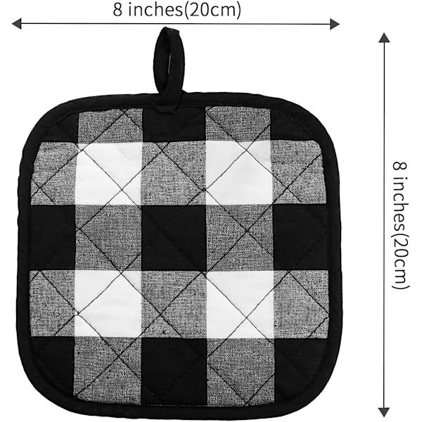 4 kpl Joulupatalappuja, keittiön lämmönkestäviä patalappuja, eristysmattoja, patalappuja, keittiön ruoanlaitto- ja leivontaeristysmattoja Black+White