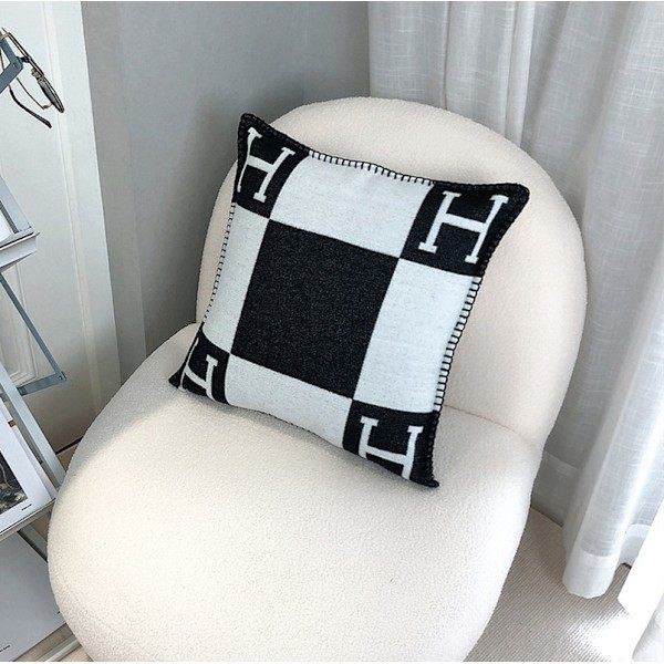 45x45 cm Bogstav H Uld Cashmere Pudebetræk - Sort til Køjeseng, Sofa og Fly Black