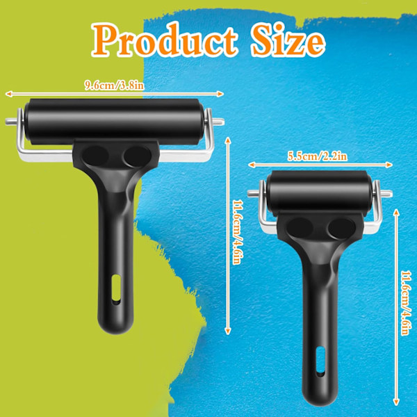 2 Stykker Gummi Brayer Rulle Lim Gravering, Brayer Stempling Blekk Malingsblokk 3.8 og 2.2 Tommer