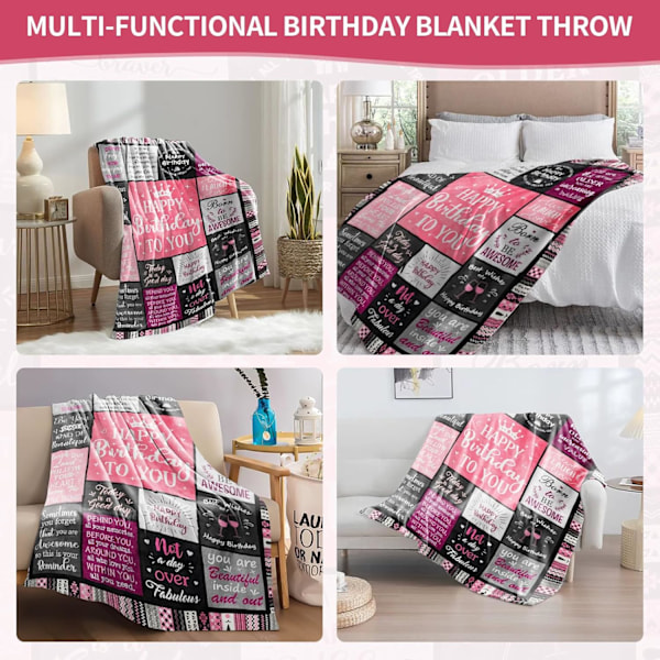 ®RisingFF Rosa Flanellpledd, 150cm x 130cm, Unik Søm og Design, Bursdagsgave til Kvinner