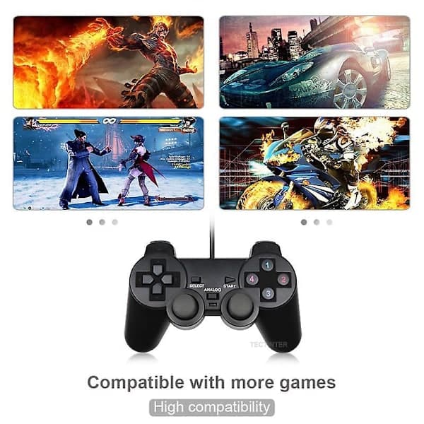 Kablet USB PC-spilcontroller til WinXP/Win7/Win8/Win10, Egnet til PC Computer Laptop Sort Gamepad Joystick Sort 2 Stykker