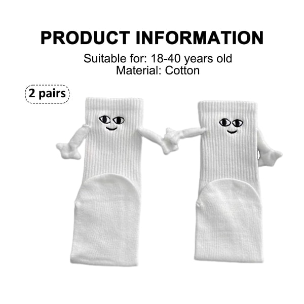 Parsocker med magnetiska händer - Rolig design (Vit & Svart) White+Black