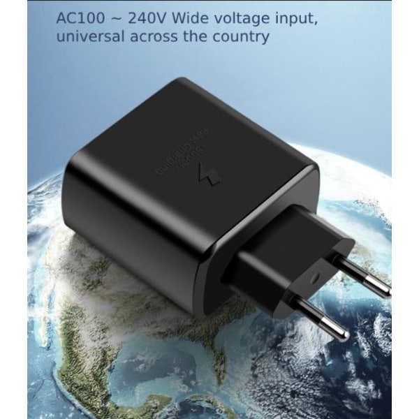 Snabb laddare 45W för Samsung USB-C + 1M USB C kabel - EU - Svart
