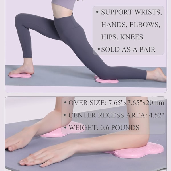 2 KPL Yoga-polvisuojat, erittäin paksut joogatarvikkeet naisille/miehille, pehmusteet polville ja kyynärpäille, liukumattomat joogamatot Pink