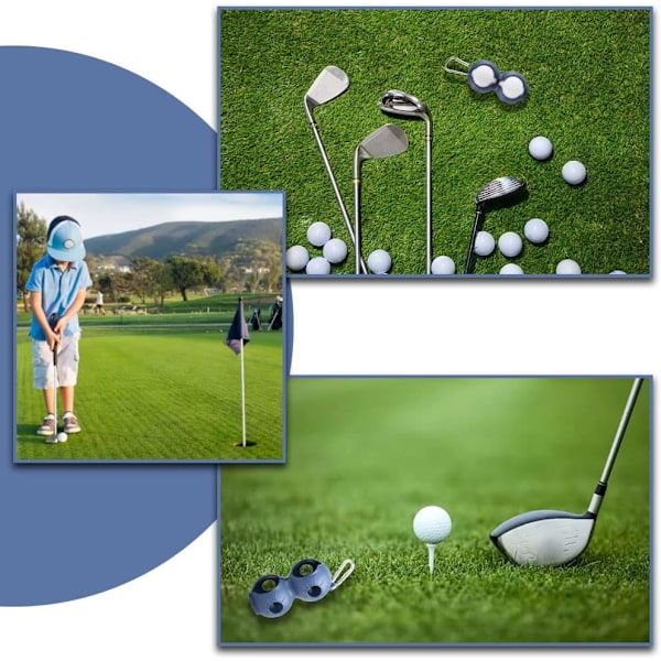 Golfbollhållare med krok, mjukt silikongolfbollsskydd, bollhållare, skyddande hylsa, 2 golfbollar påse för män kvinnor