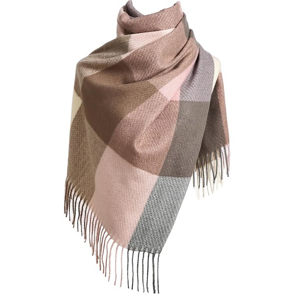 Tørklæde til kvinder Vinter Tartan Wrap Lang Spinding Kvaster Sjal Stola Damer Varmt Tørklæde Pink