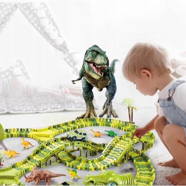 Stor Bilbane til Børn - Dinosaur Grøn
