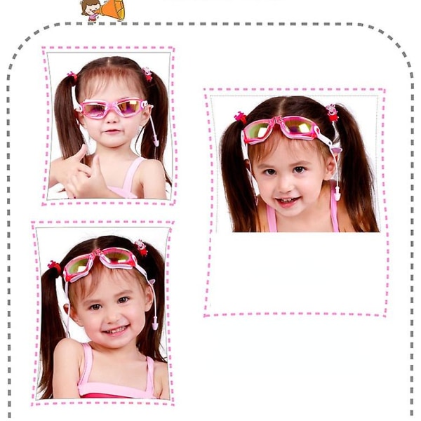 Set för barn Vattentät anti-dim simglasögon - rosa färg 4-delat set