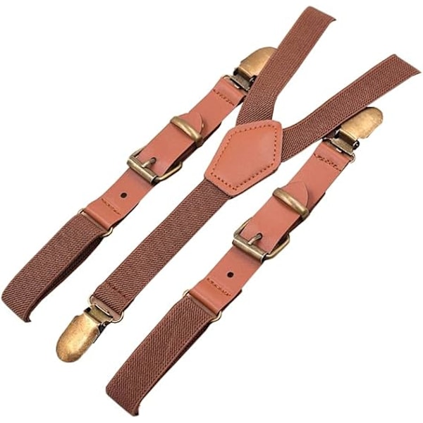 Unisex Y-form Sterke 3 Klyper Bukseseler Elastiske Stropper Brun S