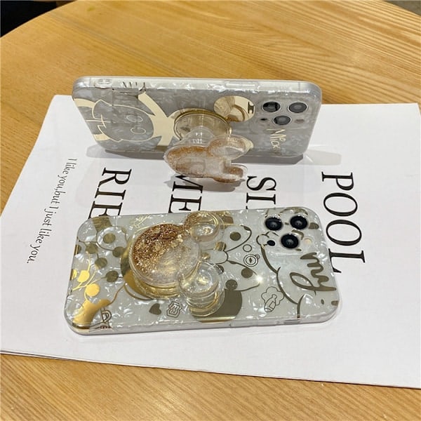 Tecknat Fodral för iPhone och Bling Glittrigt Telefonstativ Sött Telefonskal för Flickor Kvinnor Mickey iPhone 13 pro Mickey iPhone 13 pro