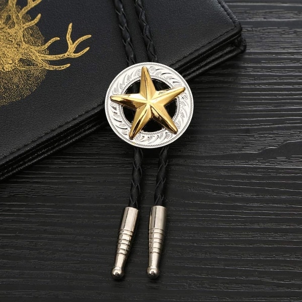 Fashion Western Cowboy Slips Shining Lång Stjärna Texas Bolo Tie