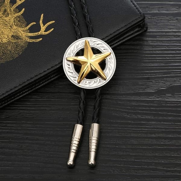 Mote Western Cowboy Slips Shining Lang Stjerne Texas Bolo Tie