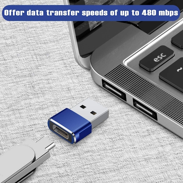 USB till USB C-adapter, USBC hona till A hane OTG-laddare typ C-omvandlare för Apple Watch Ultra iWatch 7 8 9 10, iPhone , Plus Pro Max, AirPods 3 blue 3pc
