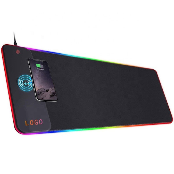 Trådlös Laddning RGB Gaming Musmatta 15W, LED Musmatta 800x300x4MM, 7 Ljuslägen