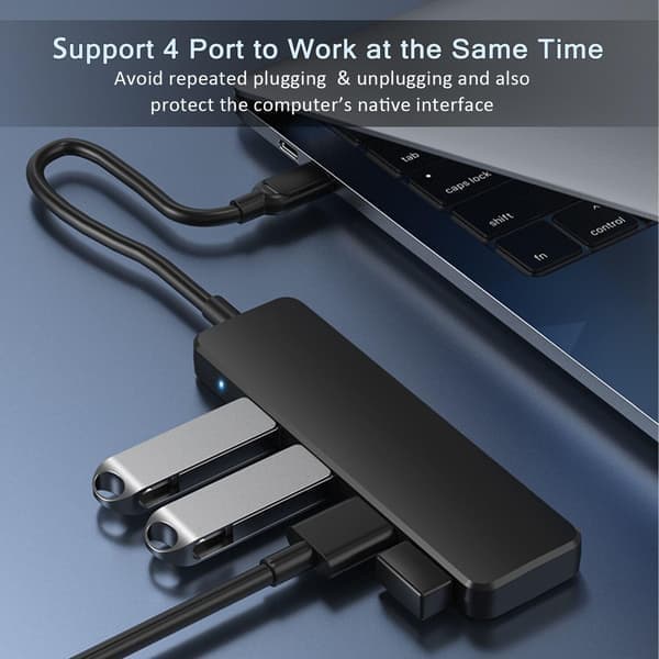 USB 3.0-hub, 4-ports splitterforlænger til bærbar computer, Xbox, USB-flashdrev, harddisk, printer, kamera
