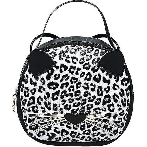 Mini Leopards Axelväska Crossbody Väska Plånbok Söt Kattväska Rund Myntplatta (Svart Leopardmönster) Svart Black