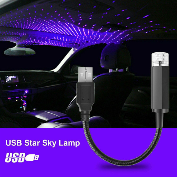 Bil USB Stjärntak Stjärnhimmel Projektionslampa Tak Atmosfär Led Nattljus (2st)