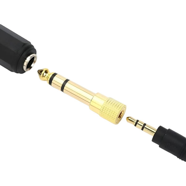 Hodetelefonkontaktadapter 6,35 mm hann til 3,5 mm hunn lydstereoadapter, for keyboard digitalpiano forsterker øretelefon, etc, 2-pakning