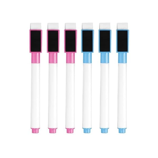 Whiteboardpennor med magnet rosa och blå 6 st / förpackning