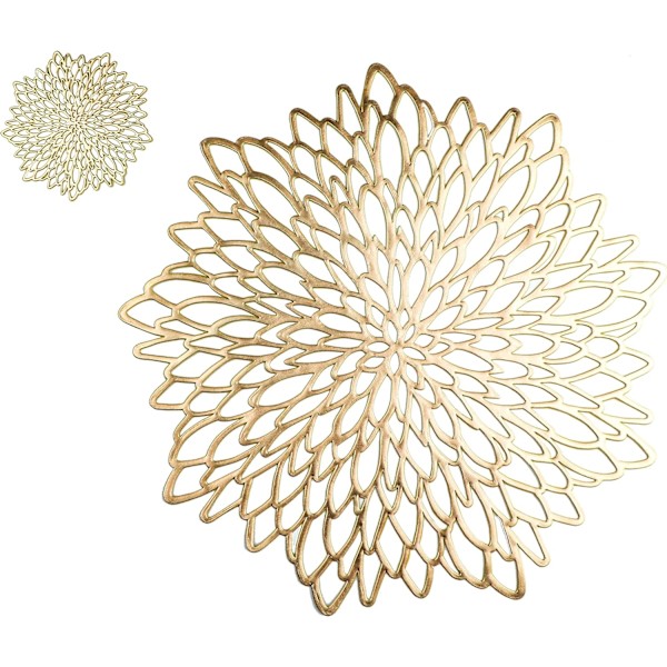 4 Par Guld Bordstabletter 8 ST Matchande, Gyllene Metallisk Pressad
