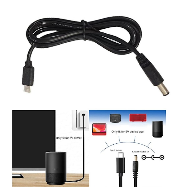 Typ C USB C till 5.5x2.1mm Strömladdningskabel för Laptop Notebook
