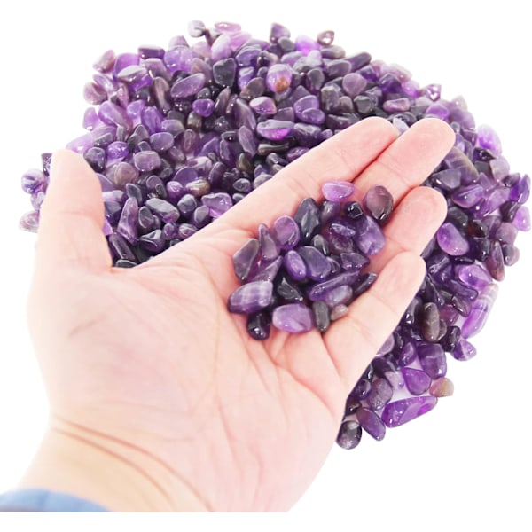 500g Naturlig krossad sten Ametist Kristallflis Bulk Healing Kristaller Krossade Kristall Ädelstenar för Hantverk purple crystal 5-7mm