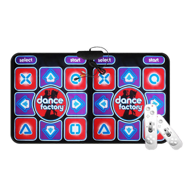 Dobbel Dansematte Dobbel Bruker Kablet Dansematte Spill Sklisikker med 2 Fjernkontroller Multifunksjon for PC TV